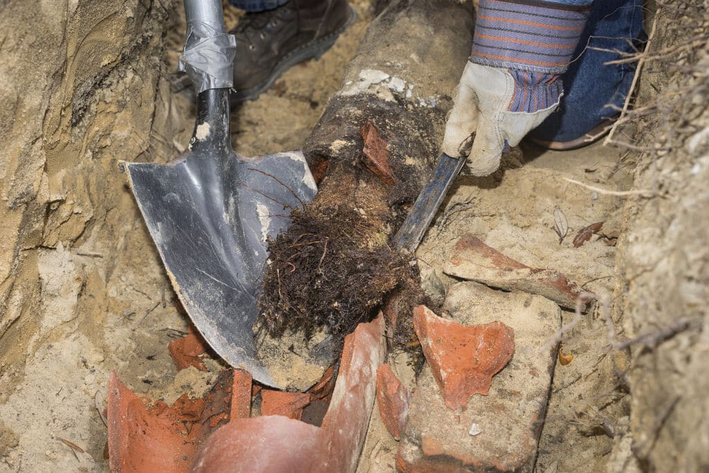 Tree roots near sewer line